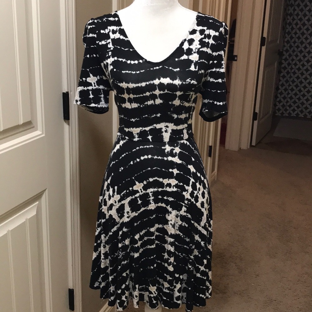 Black & cream skater style paint splashed dress